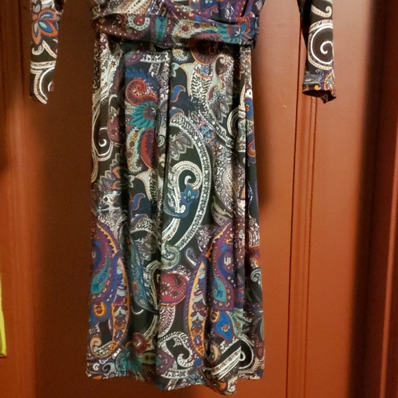 Nicole Miller Paisley 3/4 Sleeve Dress SZ 8 - Picture 5 of 8
